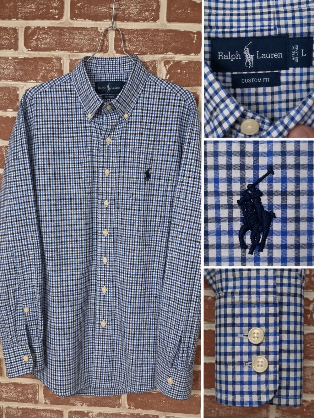 Poshmark TitlePolo Ralph Lauren Men’s Large Custom Fit Blue Black Check Button